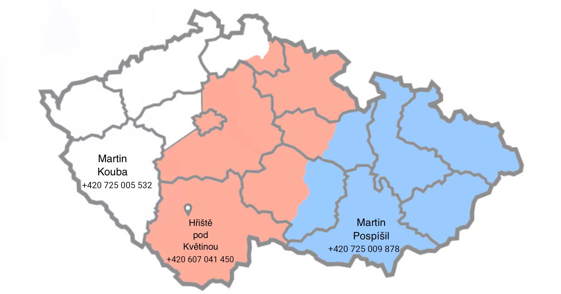 Mapa obchodníků v regionech